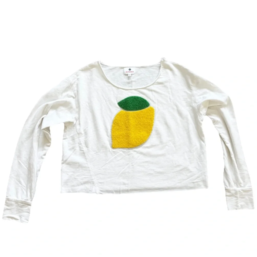 Sundry Lemon Graphic Long Sleeve Customized Tee Size 1/Small Novelty Fun Summer - Picture 8 of 9